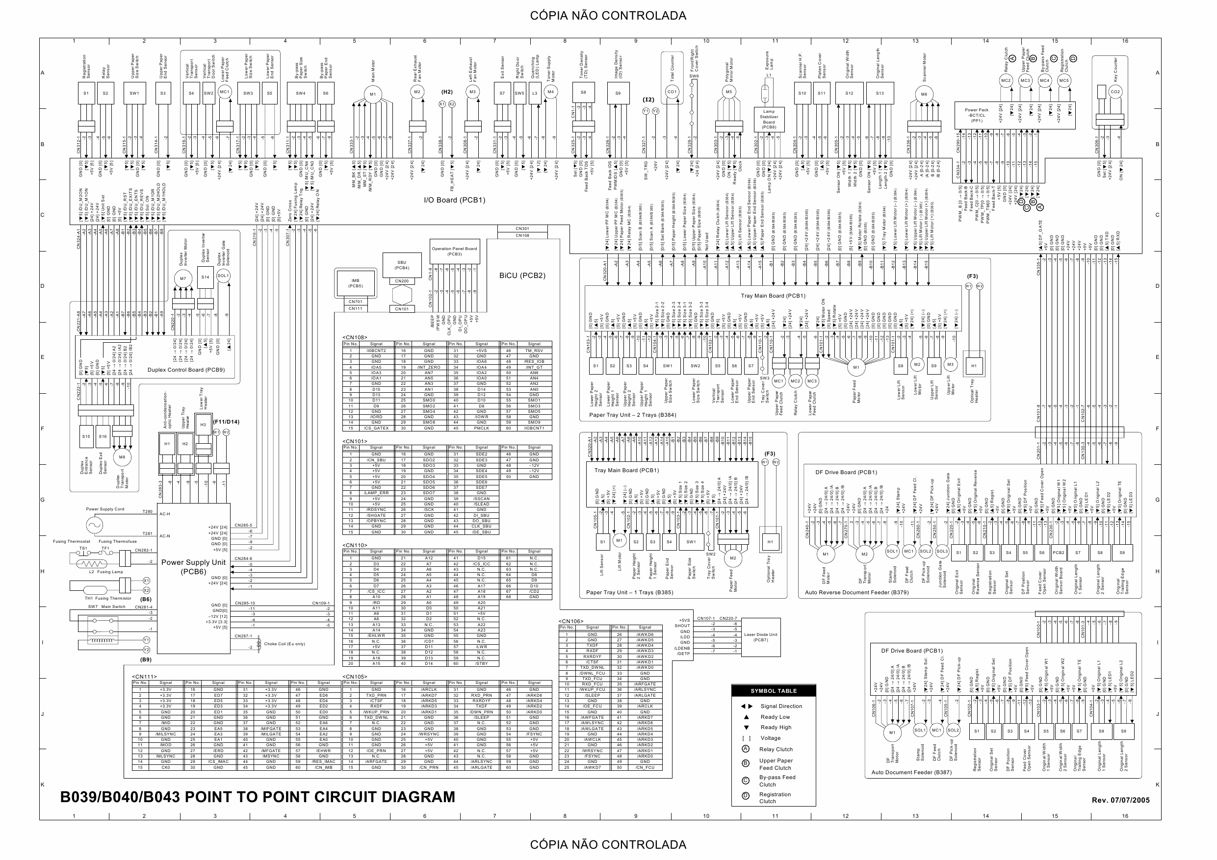 RICOH Aficio 1015 1018 1018D 1113 B039 B040 B043 B120 Circuit Diagram-1